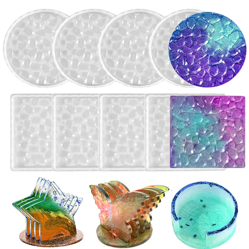 3 Uds Molde De Silicona Posavasos De Resina Epoxi Bandeja Hexagonal Redonda Ovalada Posavasos Molde De