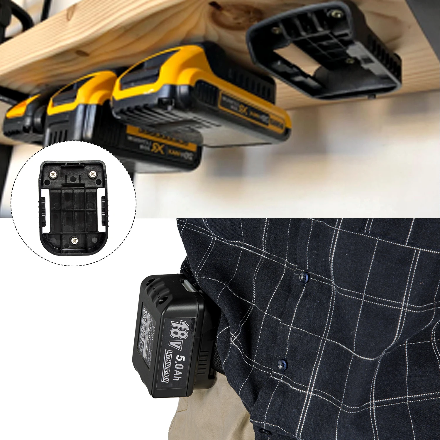 5pcs Tools Power Battery Mounts Storage Stand Holder Battery Hold Shelf Rack Sto