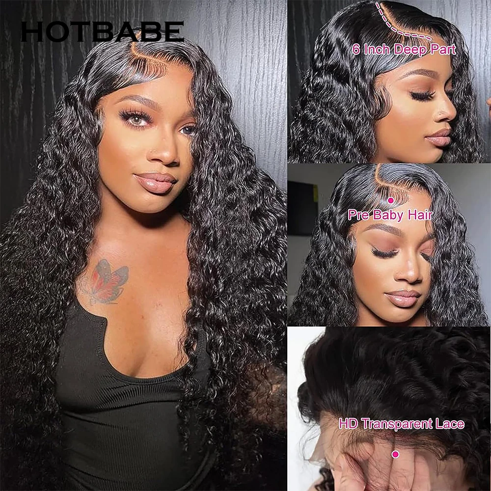 360 Glueless Full Lace Wig Water Wave 13x4/13x6 HD Lace Frontal Wig Preplucked Brazilian Human Hair Wig 350 Density Wig HOTBABE