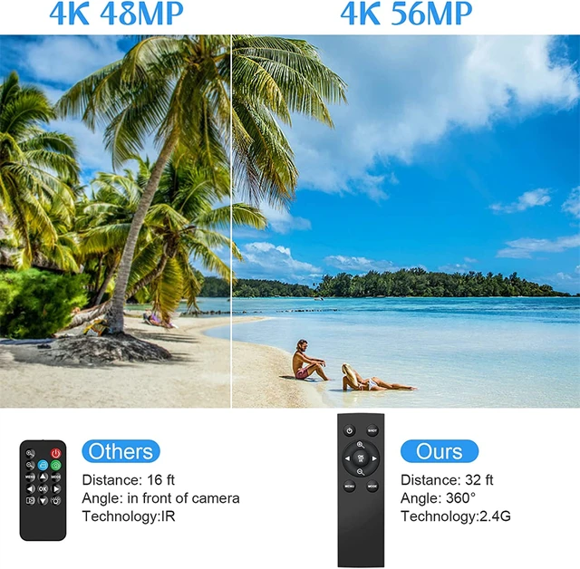 Videocámaras Cámara de vídeo 4K 56MP UHD para  con micrófono externo  con tarjeta SD 32G 2.4G remoto IR visión nocturna, zoom digital 18X WiFi