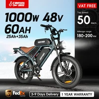 1000W 48V 60AH Adult Ebike Electric Bike Mountain Max 55KM/H Speed 20Inch Fat Tire Cycling Bicycle Electric Bicycle Off-road
