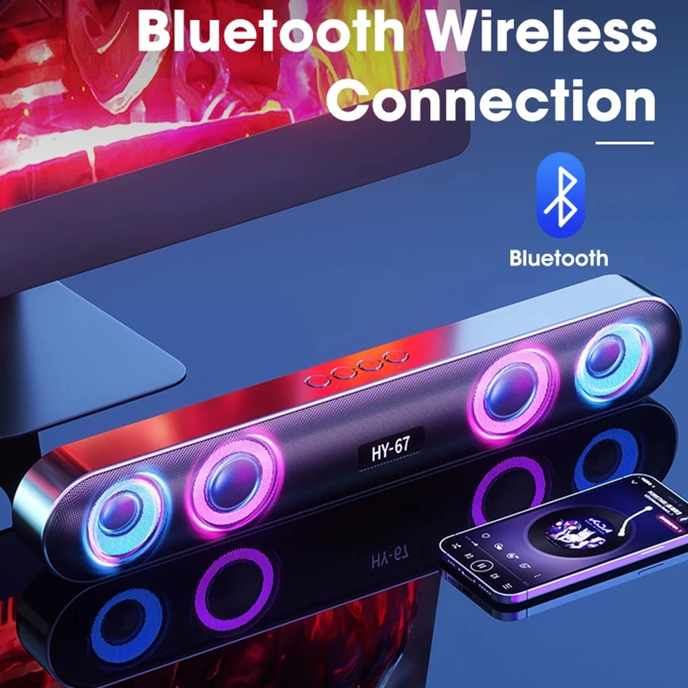 Pc Soundbar Wireless 6D Surround Speaker Bluetooth 5.0 Home Wired Computer Stereo Subwoofer Sound Bar Pc Laptop Theater Tv Aux