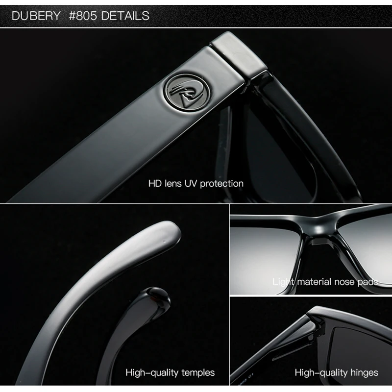 Dubery polarisierte Sonnenbrille für Männer und Frauen 9 Farben Modell – Detail 4
