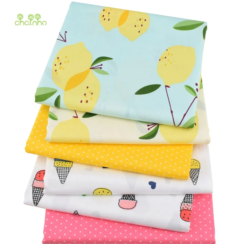 Chainho,Printed Twill Weave Cotton Fabric,DIY Sewing Quilting Material,Patchwork Cloth,Fruit Series,6 Designs,2 Sizes,15C352