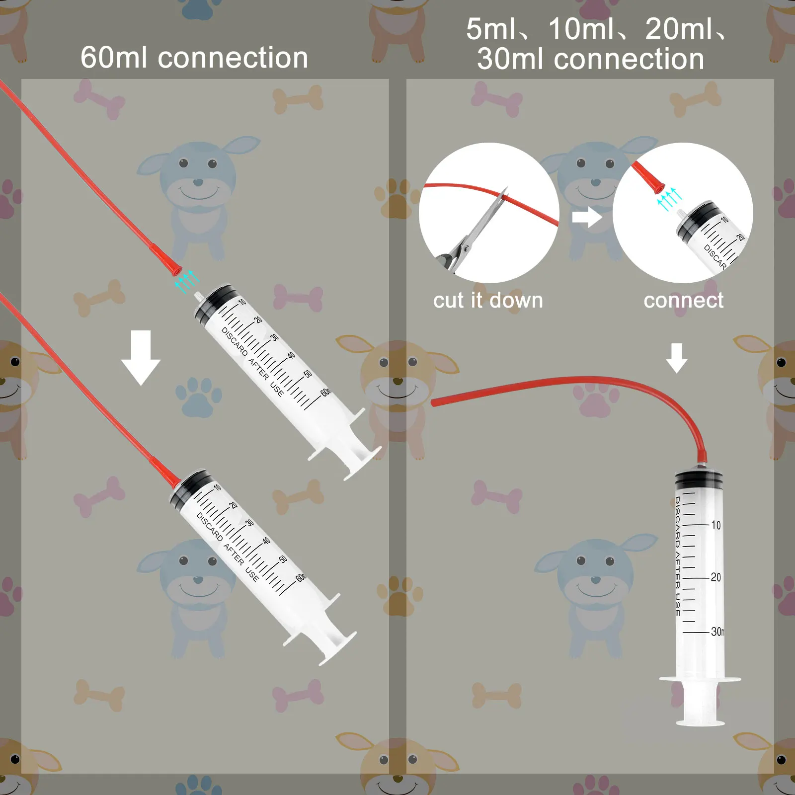 11 Pcs Puppy Kitten Feeding Tube Kit Includes 5 Pcs Kitten Feeding Syringe 5 ML 10 ML 20 30 60 4 8 FR Red Pet Syringe Disposable Plastic Syringe