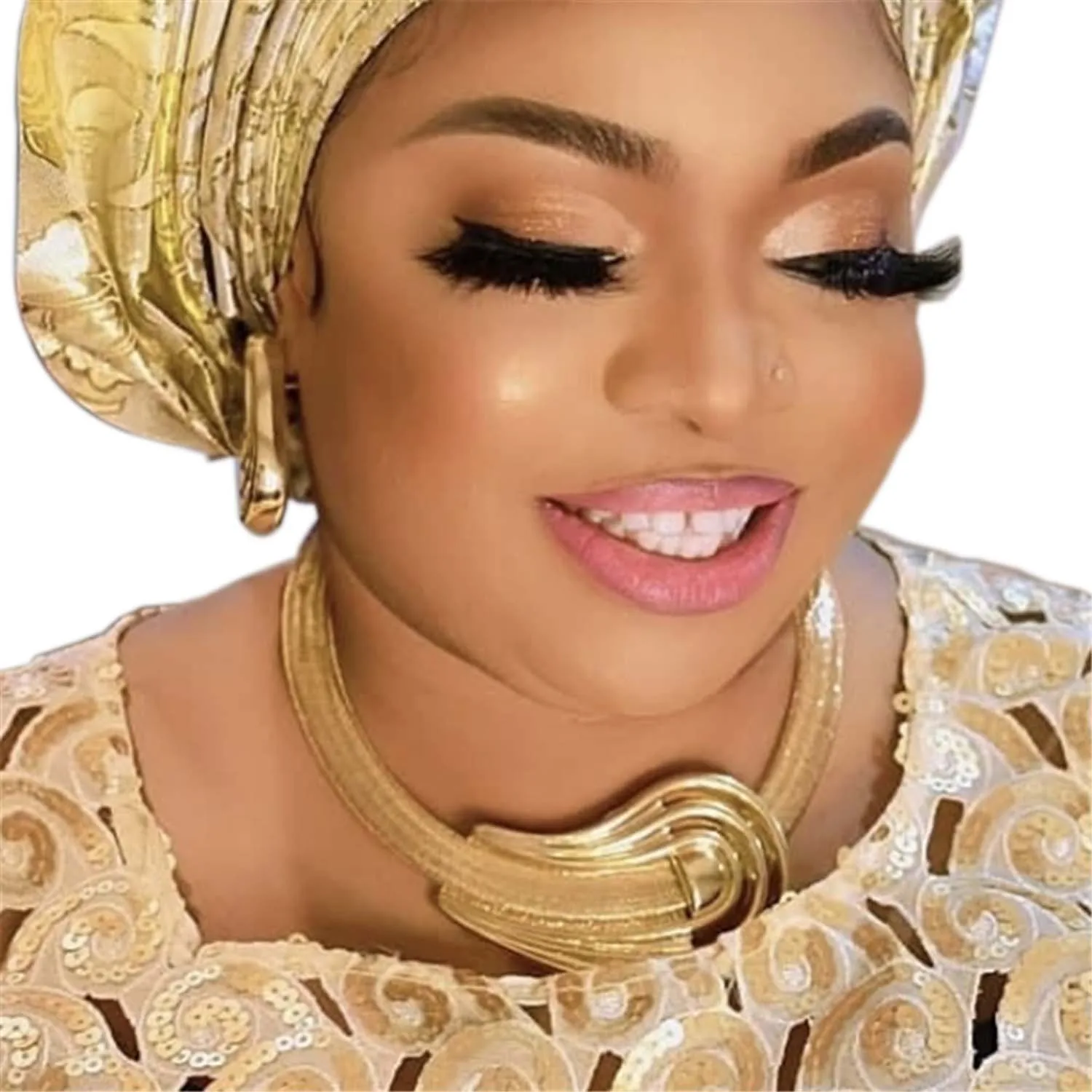 

Woman's Jewelry Sets Italian Gold Colors Necklace Earrings Bangle Ring Classic