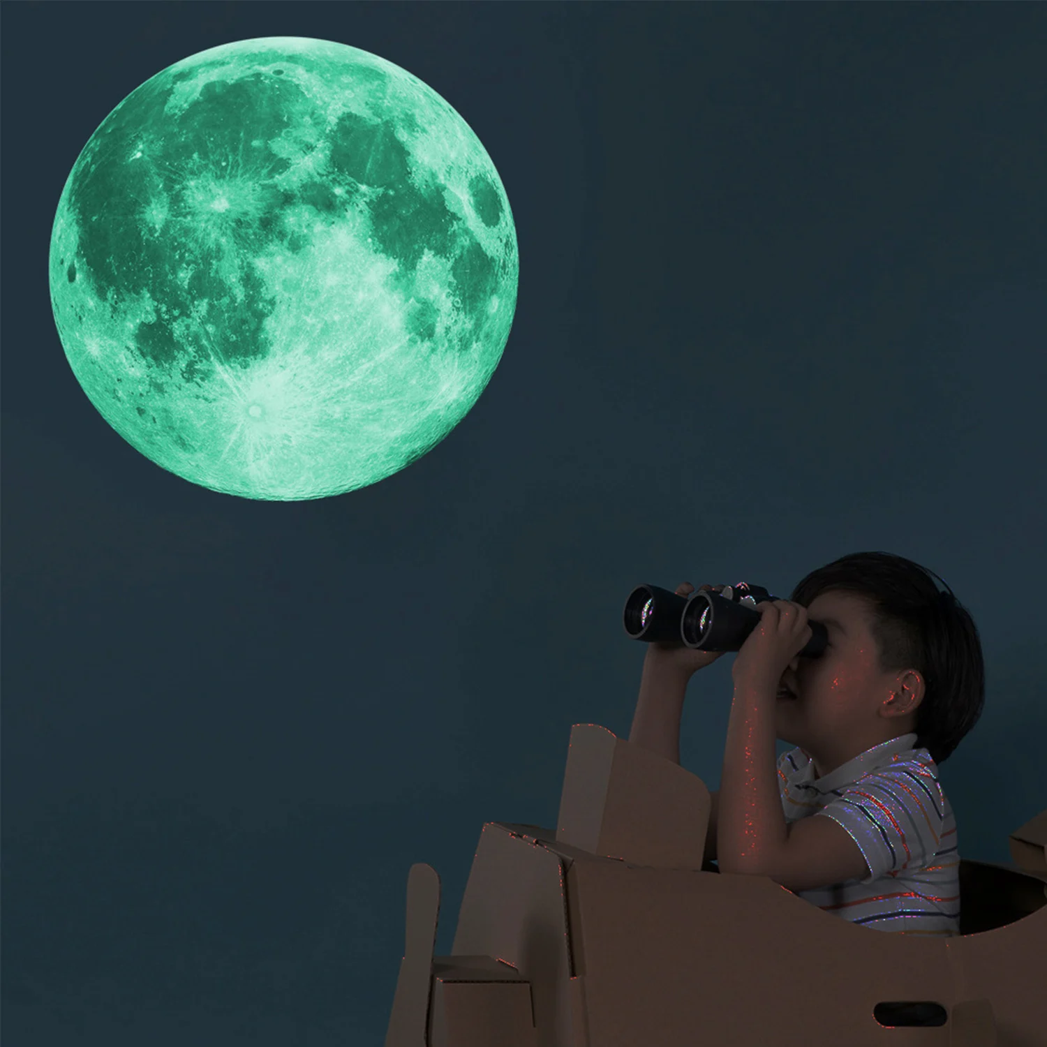 1 PC Hot Sale Luminous Moon Wall Sticker Glow In The Dark Fluorescent Sticker PVC Kids Room Wall Decorate Wallpaper
