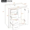 Herringbone Single Sink Bathroom Vanity, 30" Modern Bathroom Vanity Storage Cabinet with 3 Drawers and 2 Doors, Solid Wood Frame 2