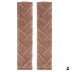Plush Anti - Slip Car Seat Belt Shoulder Covers - Multi - Color Interior Accessories Set (Coffee)