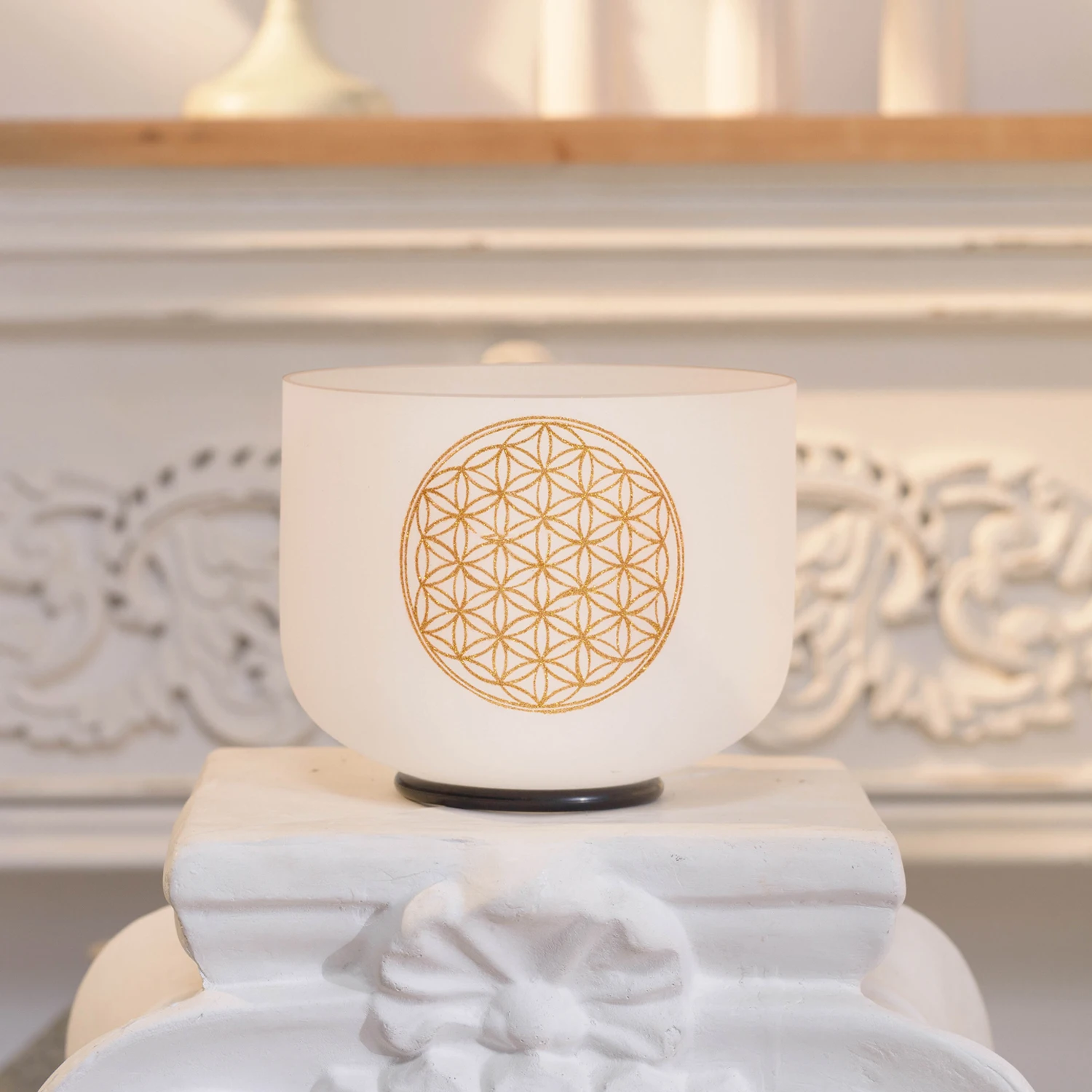 528hz 8 Inch C Note Life Flower Design Quartz Crystal Singing Bowl Root Chakra For Healing Sound