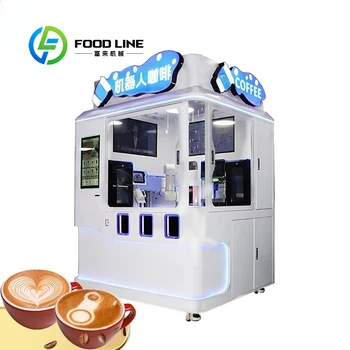 Chiosco Caffè in Metallo Personalizzato con AI, Distributore Automatico Robotizzato 24/7 con Caffè Caldo/Freddo