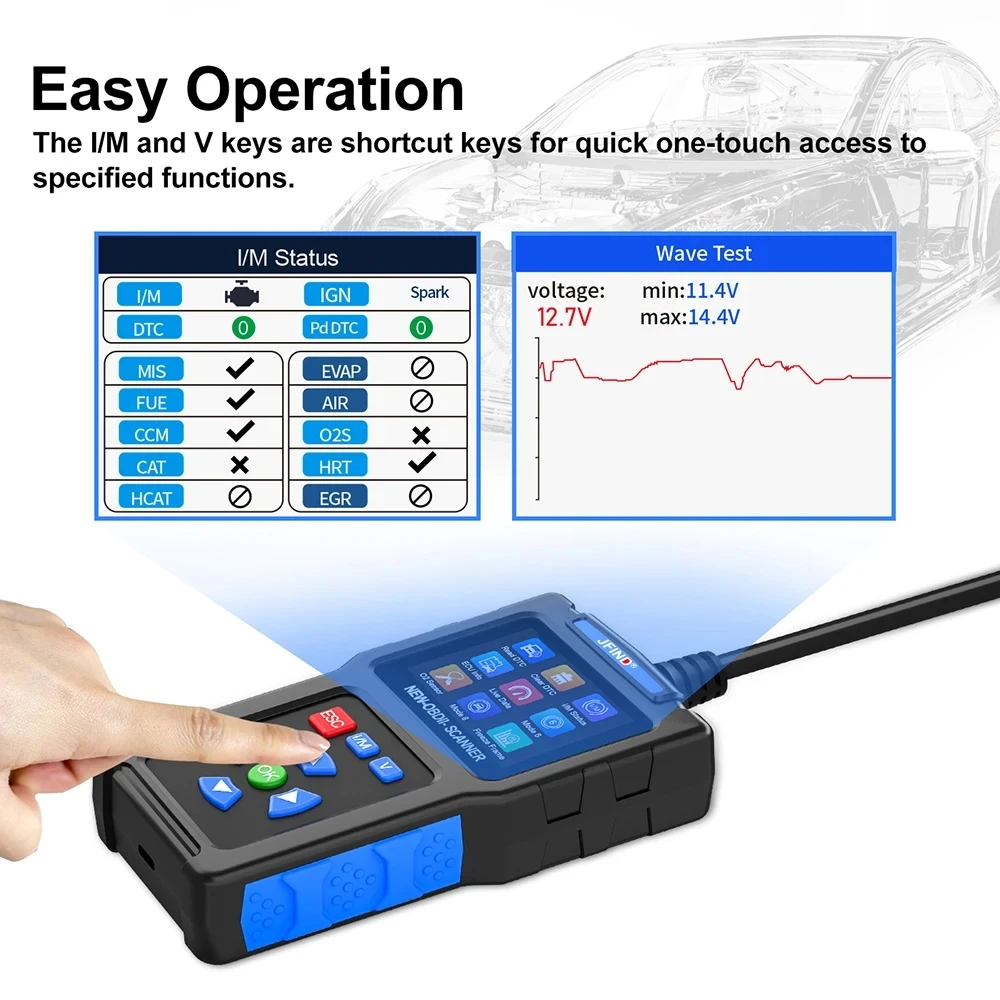 JFIND JF700 For VW OBD2 Car Scanner Engine Fault Code Reader Automobile Diagnostic Tool I/M Ready Tester Support Russian 4