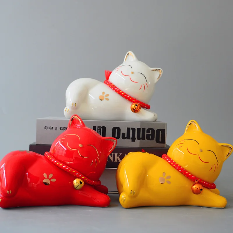 

Creative Home Decoration Lucky Cat Piggy Bank Room Kawaii Decor Desk Accessories Maneki Neko Money Box Cute Ceramic Craft Gift