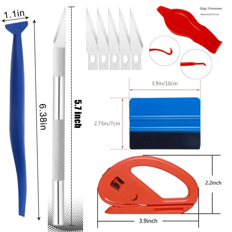 Kit di Strumenti per Wrapping Auto, Set per Oscuramento Vetri, Raschietto Zippy per Vinile, Coltello da Taglio - Image 4
