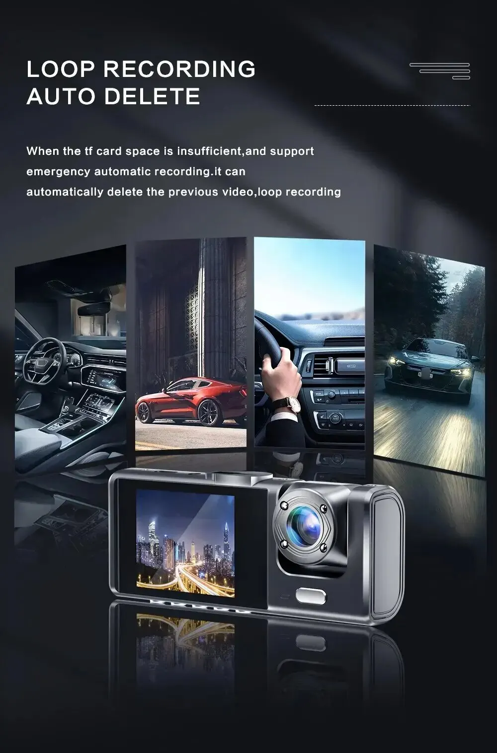 S3ba48af2bf4e4b1dbd58ba8947462804G 3 Channel Car DVR HD 1080P 3-Lens Inside Vehicle Dash Cam Three Way Camera DVRs Recorder Video Registrator Dashcam Camcorder Mallzona