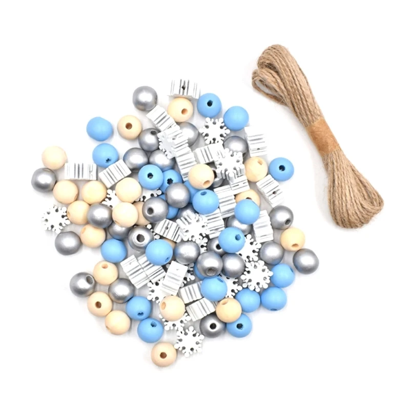 

Christmas Natural Wooden Beads Snowflake Pattern Spacer Loose Beads For Jewelry Making DIY Handmade Accessories