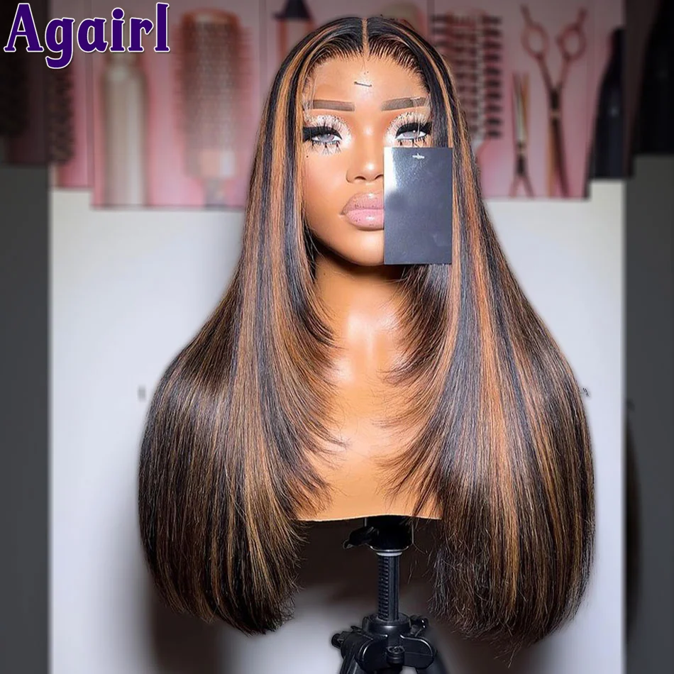 

1B/30 Highlight Bone Straight Lace Front Wig Glueless Peruvian 200% Pre Plucked 13x4 13X6 Lace Frontal Human Hair Wigs For Women