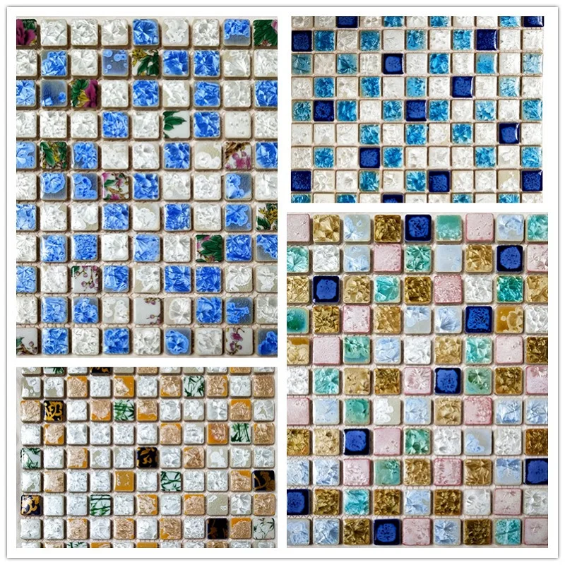 Azulejos de mosaico de cerámica de 100g, piedras cuadradas de colores mezclados, manualidades, decoración creativa de la pared del hogar