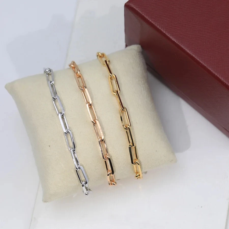 

2024 New High Quality S925 Sterling Silver Bracelet Plating V Gold Couple Bracelet Boutique jewelry Gift Non fading