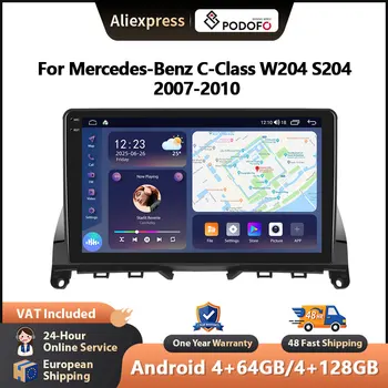 Reproductor multimedia para coche Podofo de 9 pulgadas para Mercedes-Benz Clase C W204 S204 2007-2010 Android CarPlay GPS Radio para coche WIFI FM/RDS EQ 1