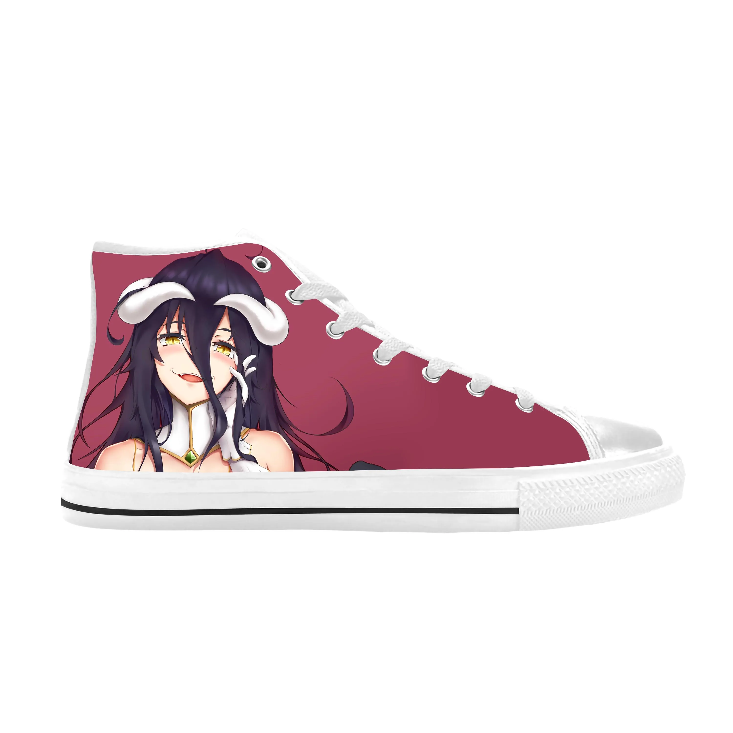 Japanese Anime Manga Cartoon Albedo Overlord Cute Casual Cloth Shoes High Top Comfortable Breathable 3D Print Men Women Sneakers