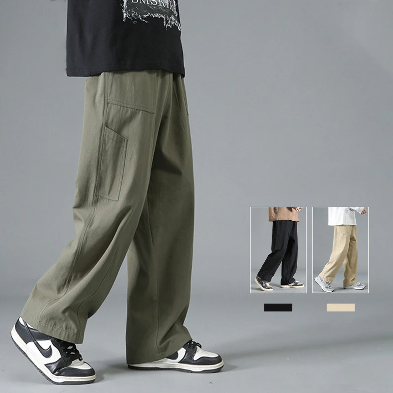 

Korean Popular Clothes Men's Clothing Summer Thin New Men's Pants Cotton Vintage Work Wear Pants Wide Leg Loose Casual Pants