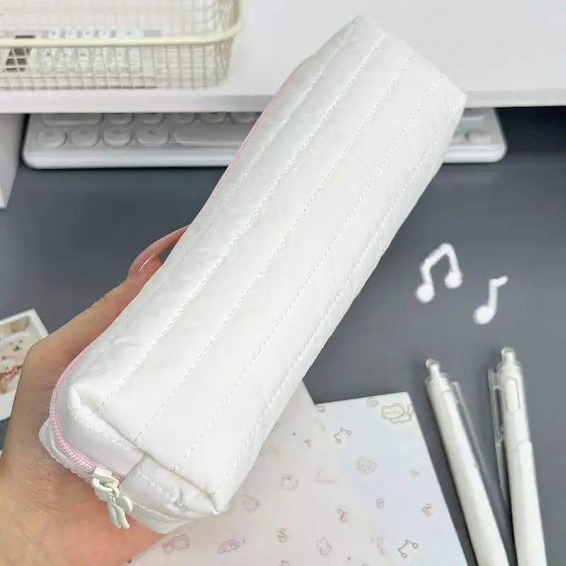 Elegant Cream Multi-functional Pencil Case - Large Capacity Stationery Organizer