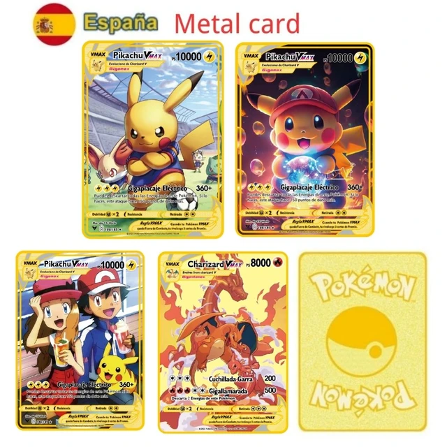 Metal Pokemon Cards Charizard Iron Cards Pikachu Arceus Mewtwo Lucario  Eevee Shiny Letters Vstar Vmax Spanish Gold Card Game - AliExpress