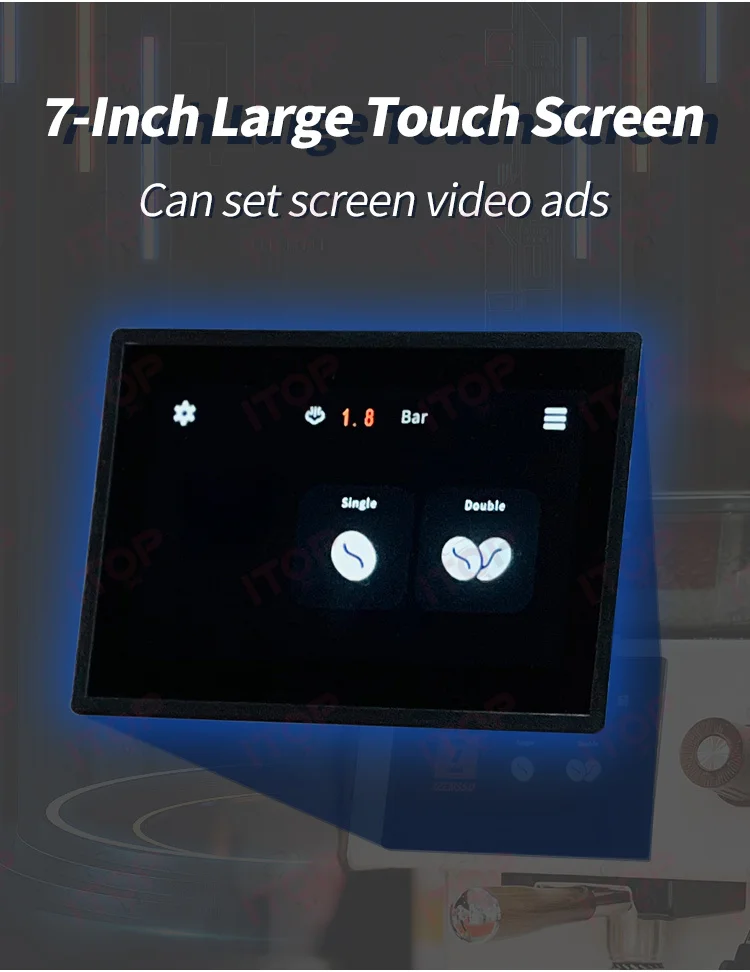 Itop 自動コーヒーマシン3in 1 グラインダー タッチスクリーン付き 58mm デュアルタッチスクリーン 20バー 220-240V 50-60Hz