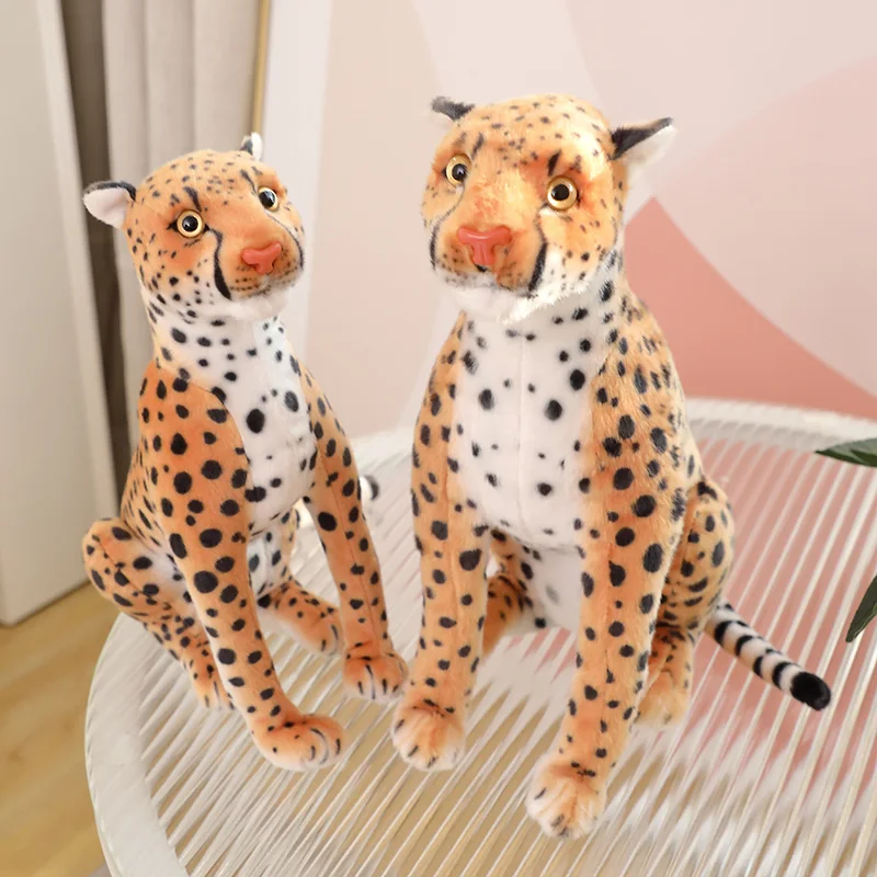 High Quality Simulation Sitting Realistic Leopard Plush Toys Stuffed Life Like Wild Animals Soft Dolls For Kids Boys Xmas Gifts