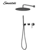 Gunmetal Shower Faucet  8-16'' Embed Box Wall Mounted ShowerHead Hot &Cold Shower Tap Handheld 2 Ways Ceiling Arm Shower Set 2