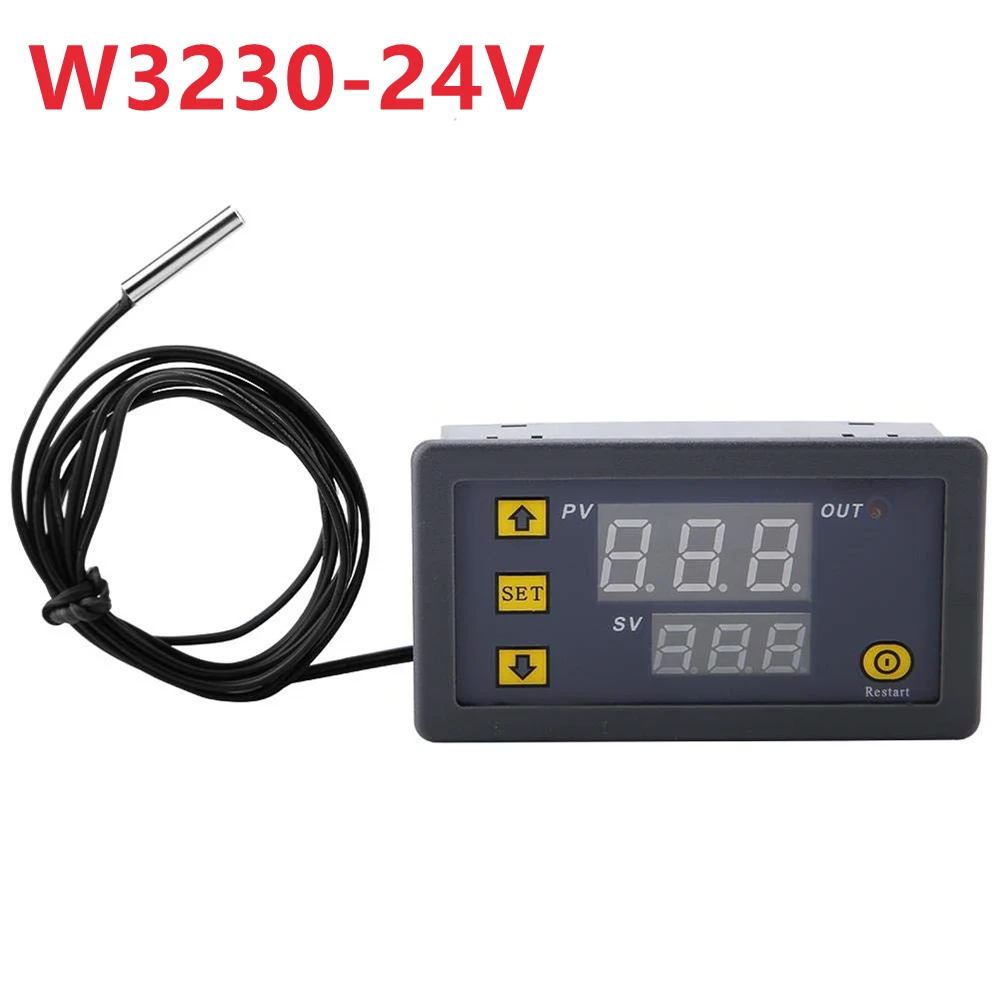 Compact Digital Temperature Control LED Display Thermostat with Heat/Cooling Functionality