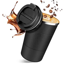 Insulated Stainless Steel Travel Mug - Leak - Proof Thermal Coffee & Tea Cup - 510ml (Black)