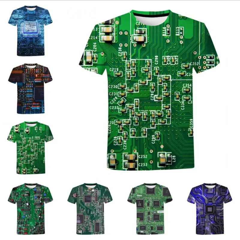 

Circuit Board 3D Printed T Shirt Men Summer Creative Casual Electronic Chip Short Sleeve Harajuku Streetwear Loose T shirt Top
