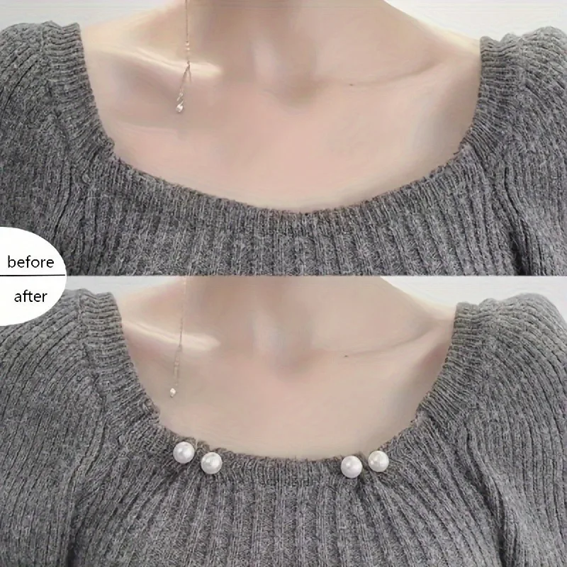 미끄럼 방지 안전핀, 드레스 허리 조절, 칼라 조정, 스카프 고정, 패션 액세서리, 모조 진주 단추