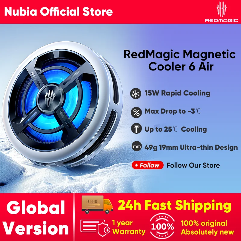 새로운 누비아 REDMAGIC 쿨러 6 에어 모바일 게임 라디에이터 15W 급속 냉각 최소 냉각 -3 ℃ 49g 19mm 초슬림 디자인