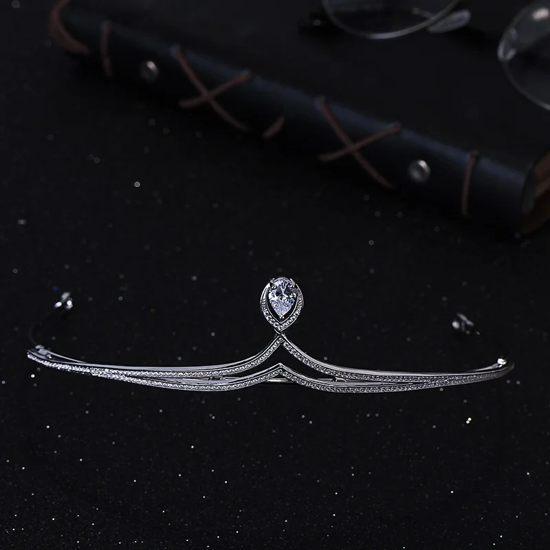 

Корейский простой подарок принцессы на день рождения Свадебная Корона из циркония свадебный головной убор вечернее искусственное платье аксессуары для волос