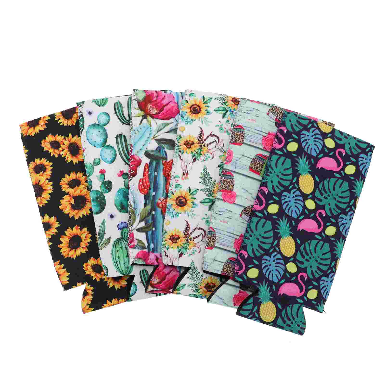 

6Pcs 330ML Portable Drink Bottle Covers Long Drink Can Sleeves (Mixed Style)