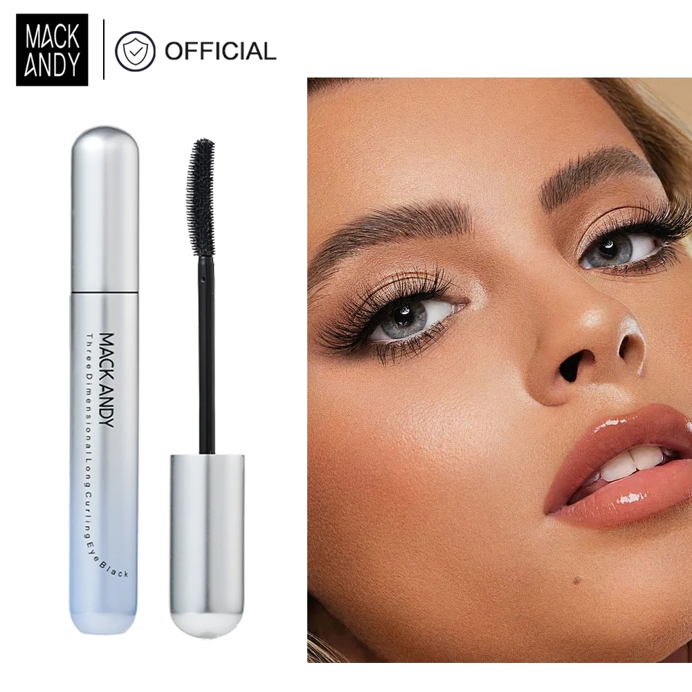 MACKANDY מסקרה ניתנת לשטיפה בתלת מימד לאיפור, מעניקה נפח ומאריכה, מגדירה ומעניקה סיבוב, נוסחת בנייה שחורה ביותר, חופשית מפרבין