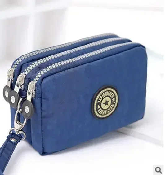 New Fashion Portable Women Wallet Make-up Bag Coin Purse Mini Bag with Three Zipped Women Wallets Big Capacity Phone Pouch 2