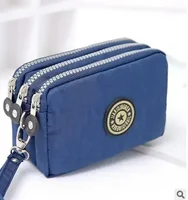 New Fashion Portable Women Wallet Make-up Bag Coin Purse Mini Bag with Three Zipped Women Wallets Big Capacity Phone Pouch 2