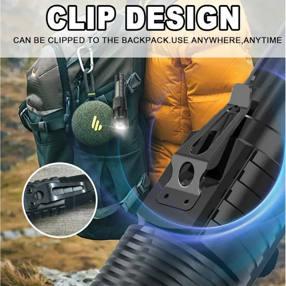 مصباح يدوي فائق السطوع وبطارية مدمجة ومصابيح LED ق...