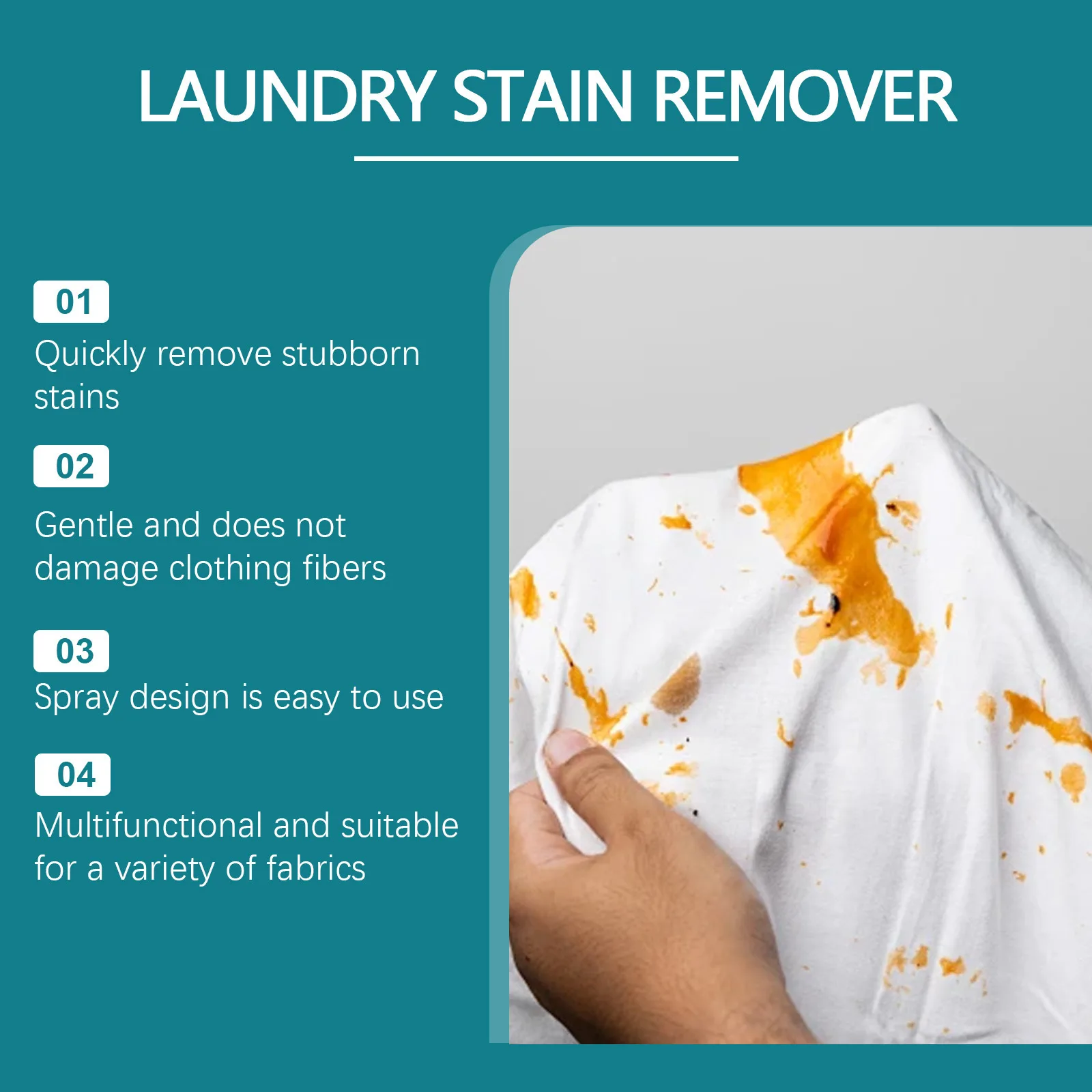 Laundry Stain Remover Clothes Bleach Effective Oil Stain Dirt Dust Detergent Fabric Cleaner Odors Fresher Clothes Washing Agent