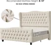 Queen Size 54.3” Tall Platform Bed Frame with Deep Button Tufted Wingback Headboard and Footboard,  ZL 6