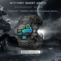 2025 Rugged Sport Smart Watch  Bluetooth Calls Colorful Waterproof Military Smartwatches with Flashlight SOS COMPASS for Phone 1