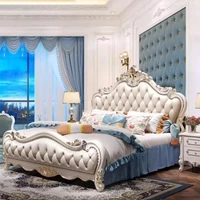 Lit avec tête de lit capitonnée, style nordique unique, cadre de lit Queen Deluxe, tables de chevet avec rangement, meubles de chambre à coucher 4