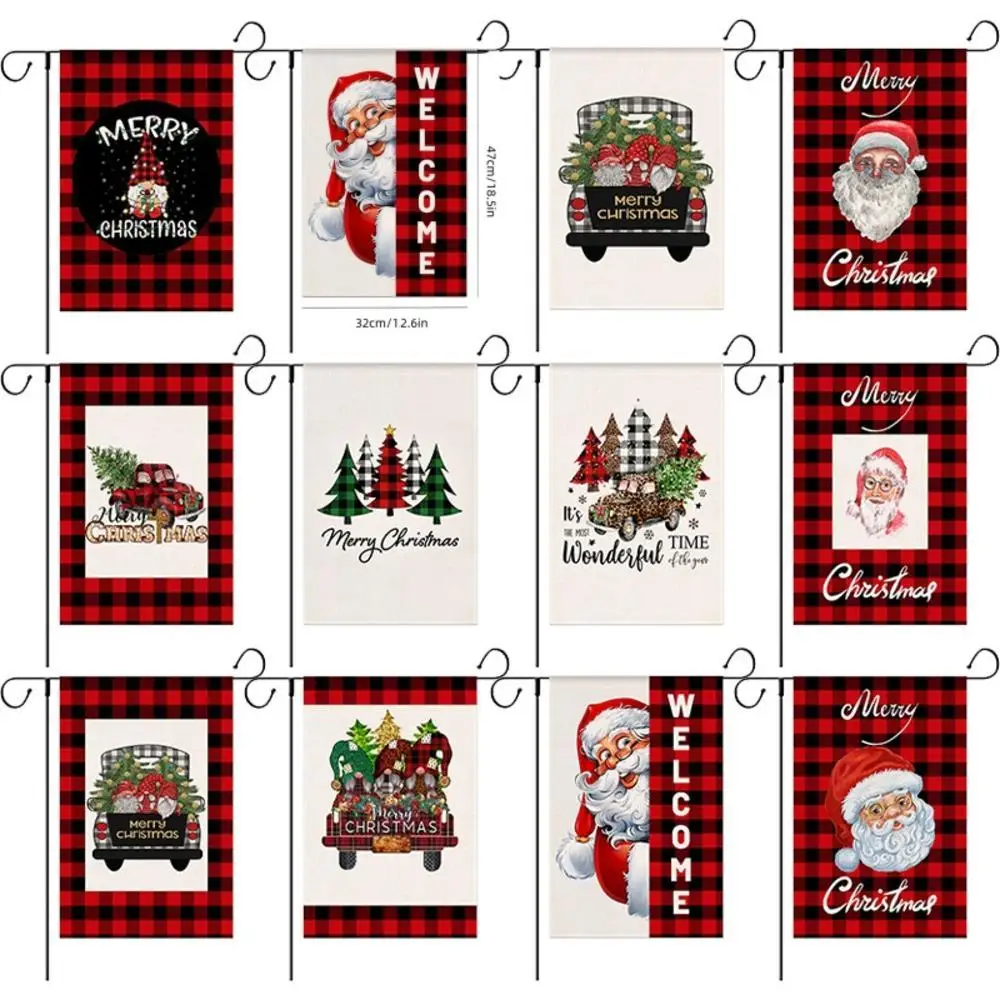 

2023 Christmas Decorative Garden Flag New Year Winter Farmhouse Outdoor Decoration Garden Yard Patio Linen Flag Decor