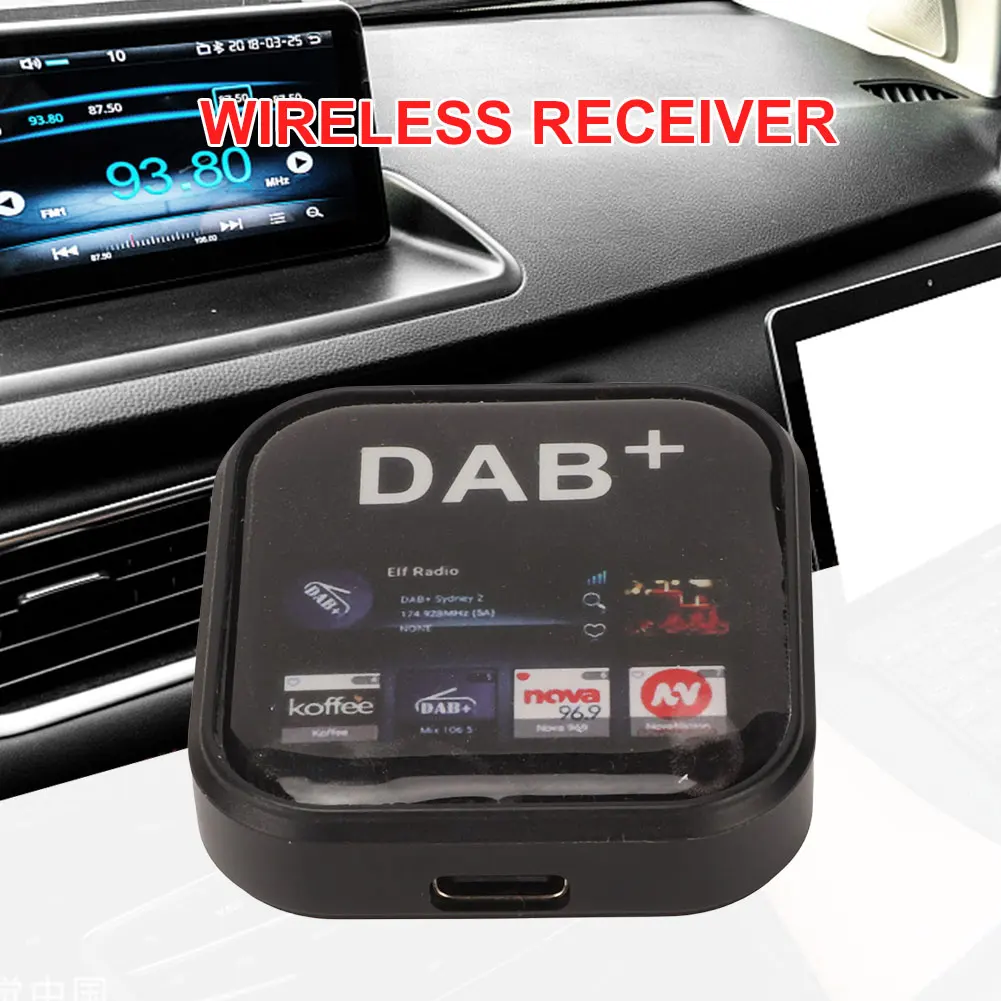 Lamjad Dab Dab + Sintonizador de radio para coche Receptor de transmisión  de audio digital con adaptador auxiliar Transmisor FM Kit de coche  Bluetooth manos libres