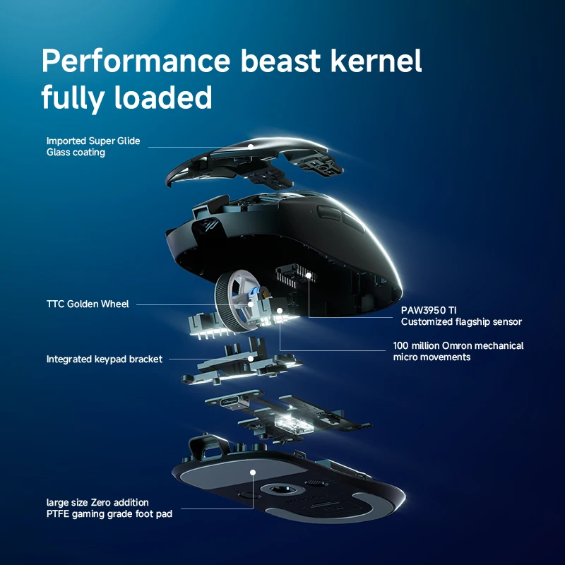 MCHOSE A7 V2 Ultra Gaming Mouse PAW3950Ti Super Sensor 20000FPS Tracking Accuracy 8kHz Polling Rate Low Latency Super Glide