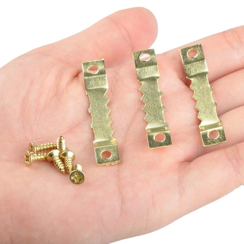 Pack of 100 Picture Hangers Bulk 100pcs Gold Hangers with 200pcs Screws for Picture Frames Painting
